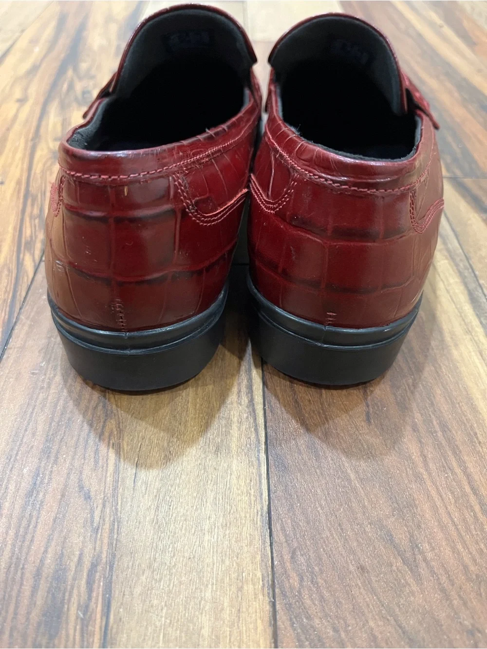 ECCO Dress Classic 15 Croc Embossed Leather Penny Loafers Burgundy EU 40 us9-9.5
